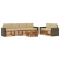 Outdoor-Sofagarnitur 7 pcs Natur und Beige Massivholz Akazie