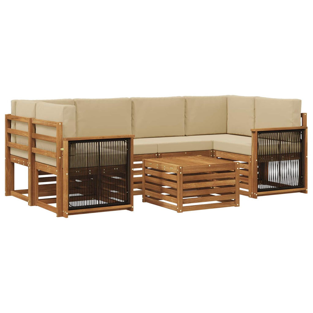 Outdoor-Sofagarnitur 7 pcs Natur und Beige Massivholz Akazie