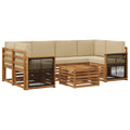 Outdoor-Sofagarnitur 7 pcs Natur und Beige Massivholz Akazie