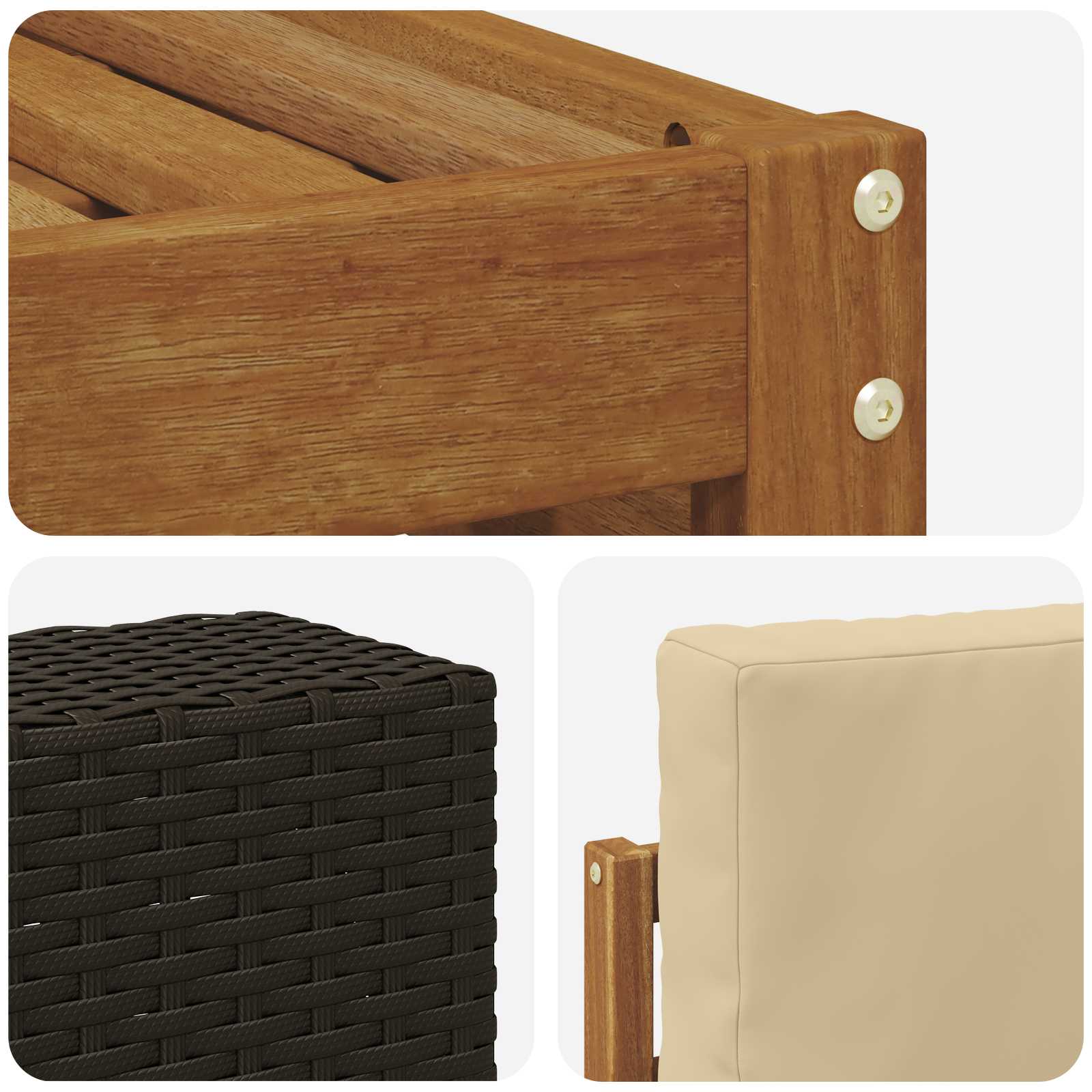 Outdoor-Sofagarnitur 7 pcs Natur und Beige Massivholz Akazie