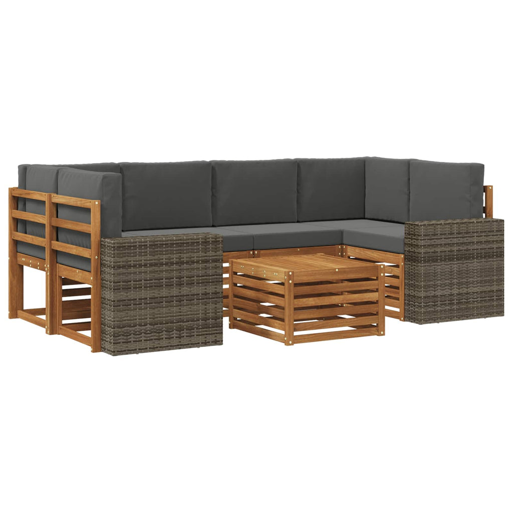 Outdoor-Sofagarnitur mit Kissen 7 pcs Natur und Anthrazit