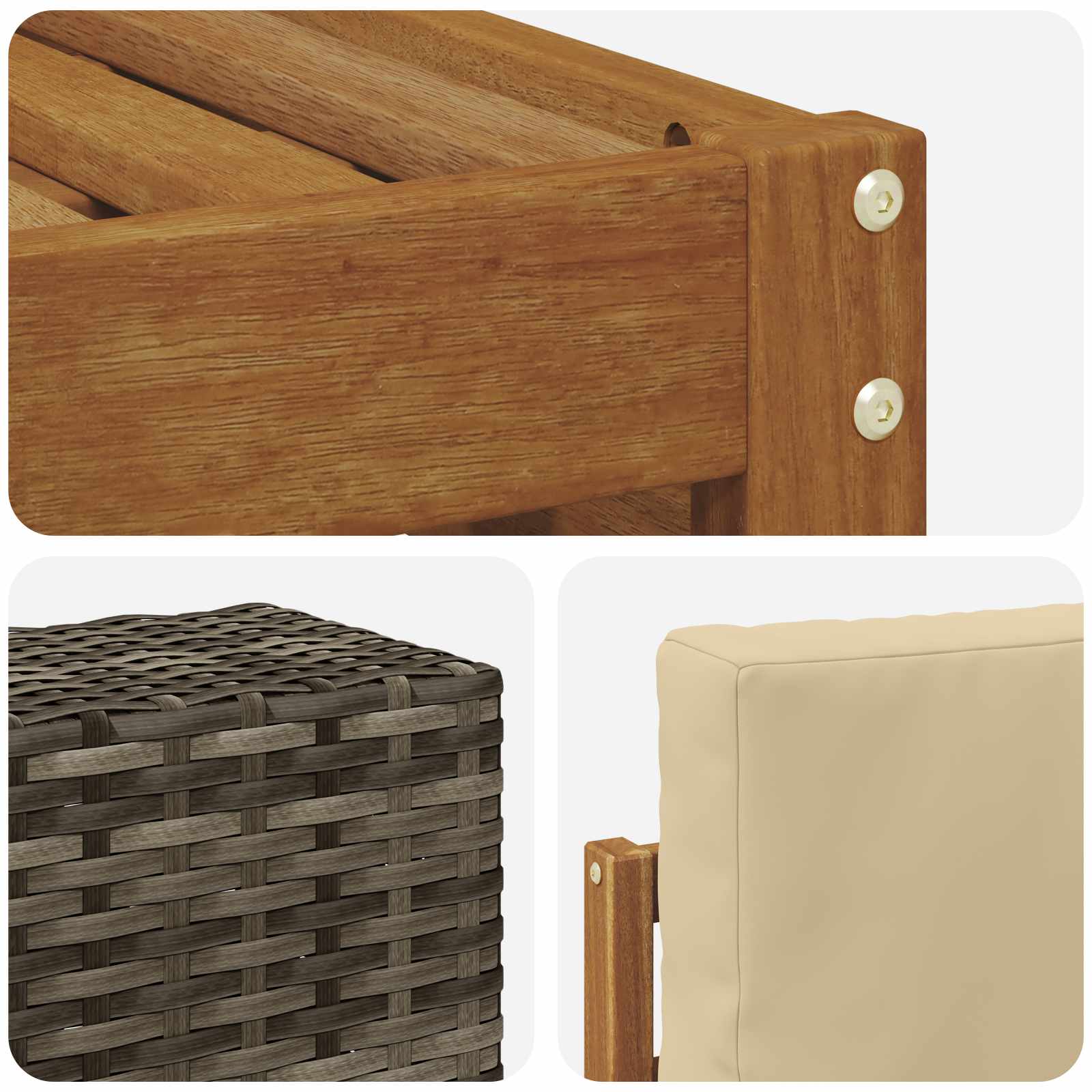 Outdoor-Sofagarnitur 7 pcs Natur und Beige Massivholz Akazie