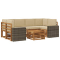 Outdoor-Sofagarnitur 7 pcs Natur und Beige Massivholz Akazie