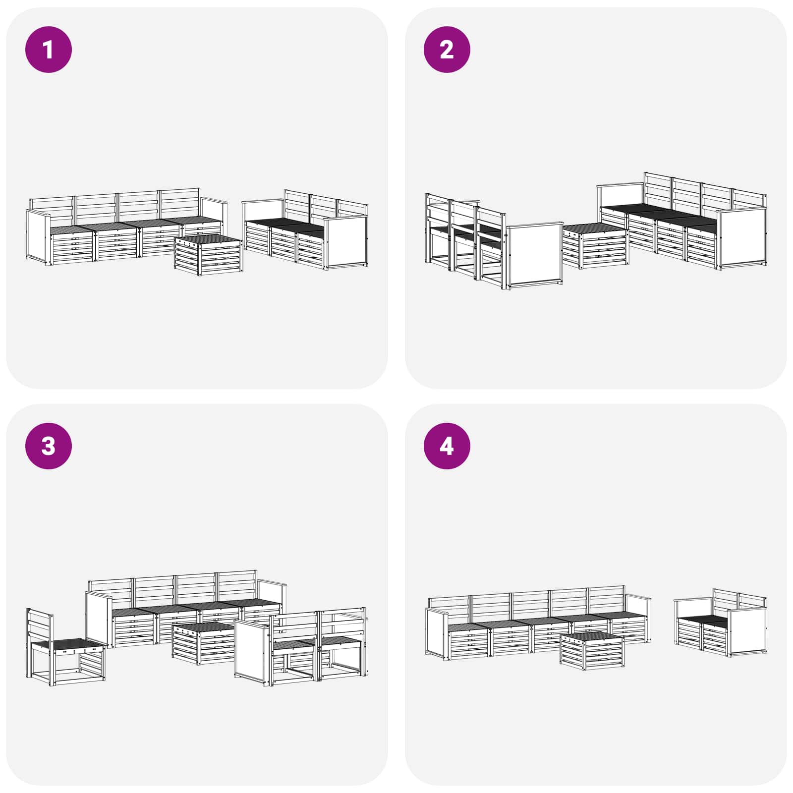 Sofagarnituren 8 pcs Massivholz Akazie