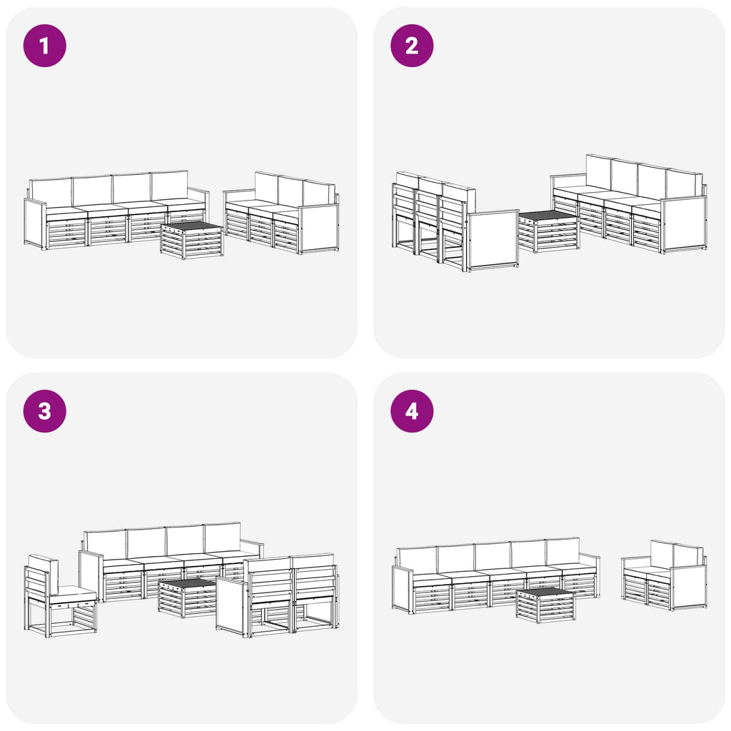 Sofagarnituren mit Kissen 8 pcs Massivholz Akazie