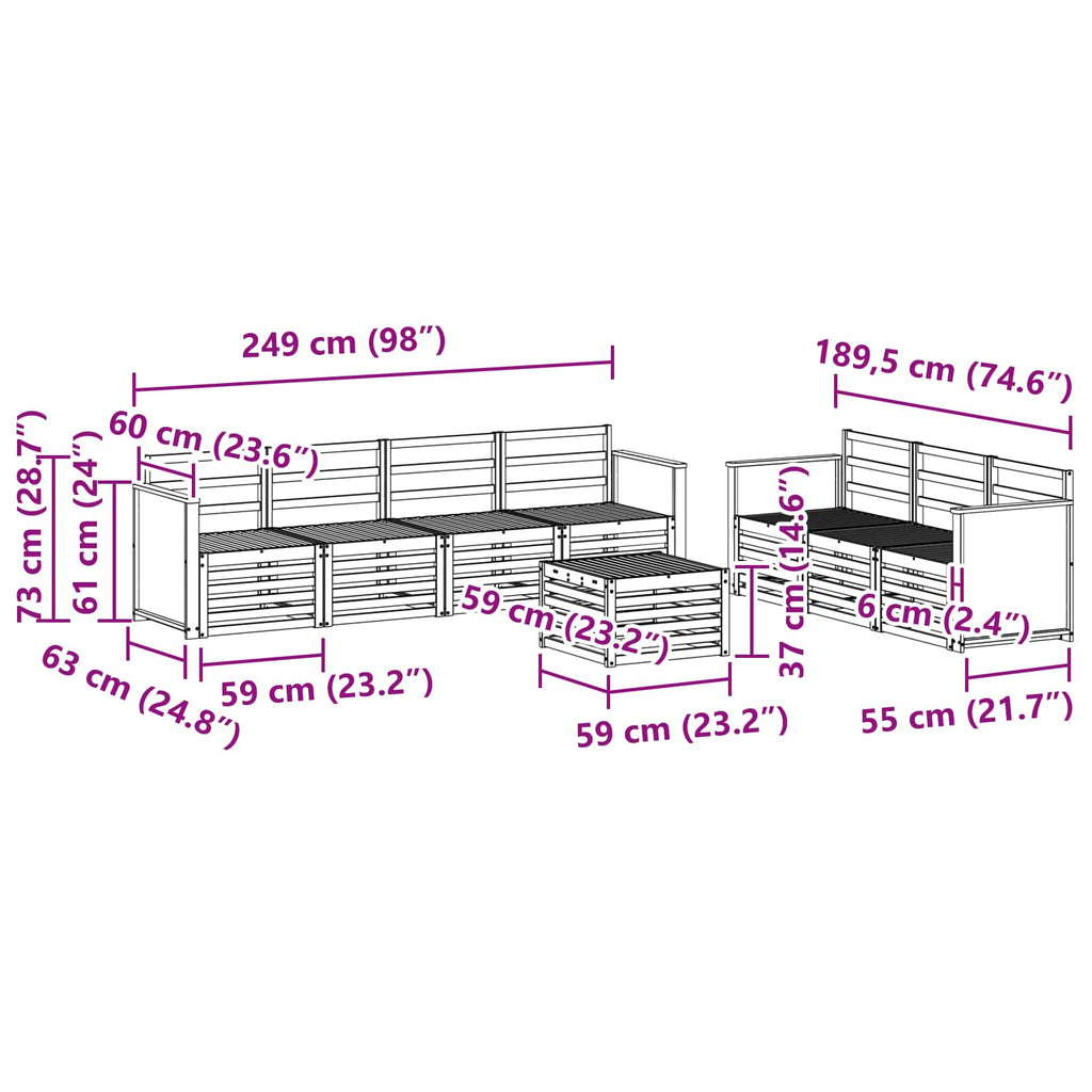 Sofagarnituren 8 pcs Massivholz Akazie