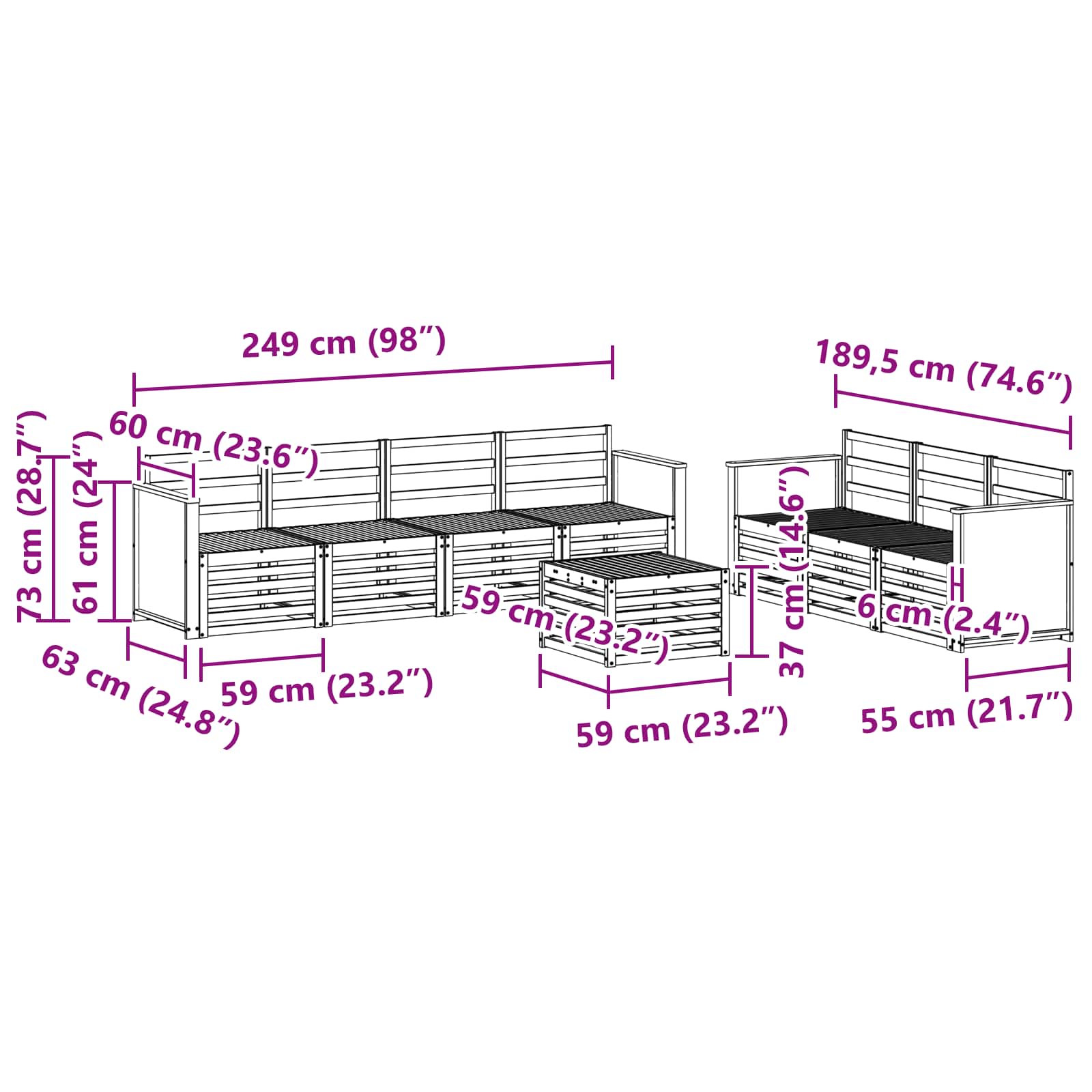 Sofagarnituren 8 pcs Massivholz Akazie