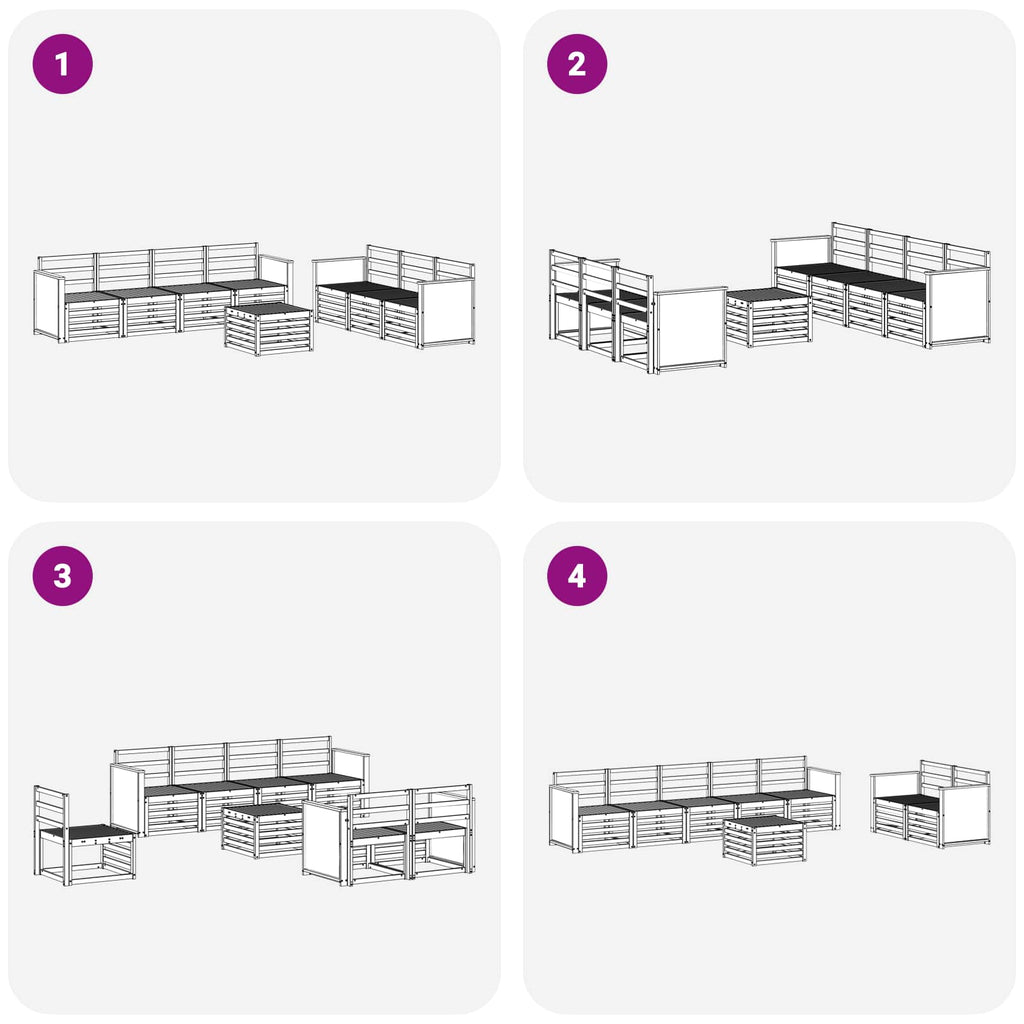 Sofagarnituren 8 pcs Massivholz Akazie