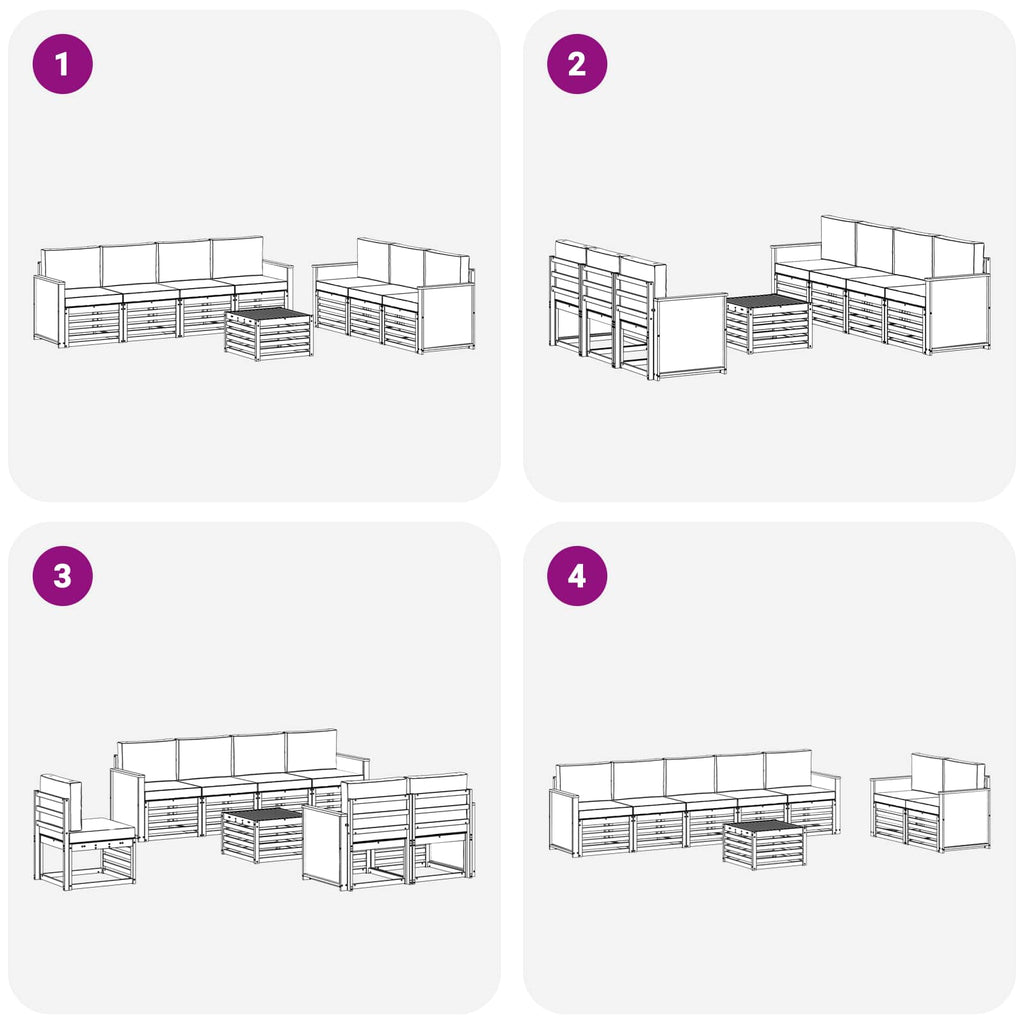 Sofagarnituren mit Kissen 8 pcs Massivholz Akazie