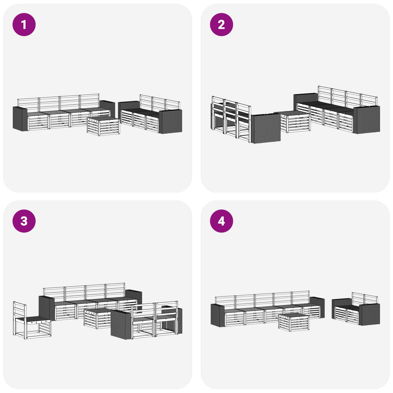 Sofagarnituren 8 pcs Massivholz Akazie