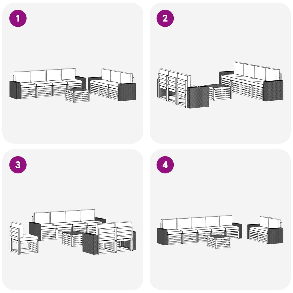 Sofagarnituren mit Kissen 8 pcs Massivholz Akazie