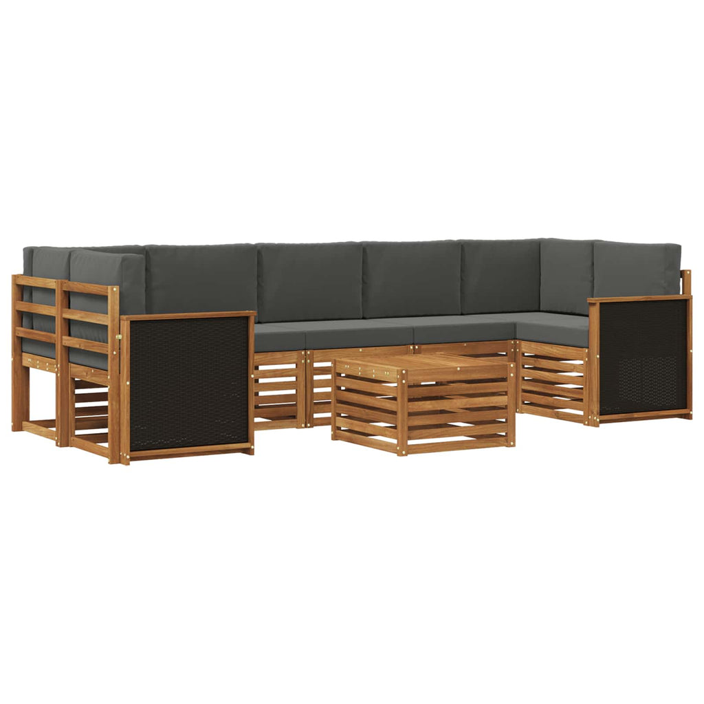 Outdoor-Sofagarnitur mit Kissen 8 pcs Natur und Anthrazit