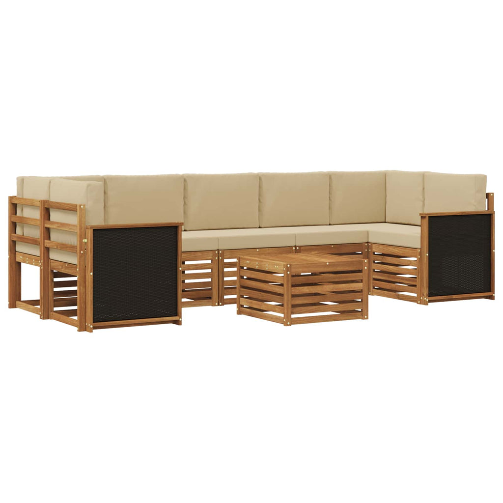 Outdoor-Sofagarnitur 8 pcs Natur und Beige Massivholz Akazie