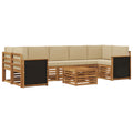 Outdoor-Sofagarnitur 8 pcs Natur und Beige Massivholz Akazie