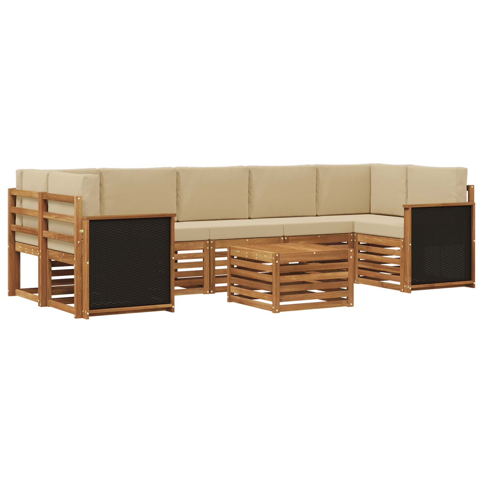 Outdoor-Sofagarnitur 8 pcs Natur und Beige Massivholz Akazie
