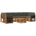 Outdoor-Sofagarnitur mit Kissen 8 pcs Natur und Anthrazit