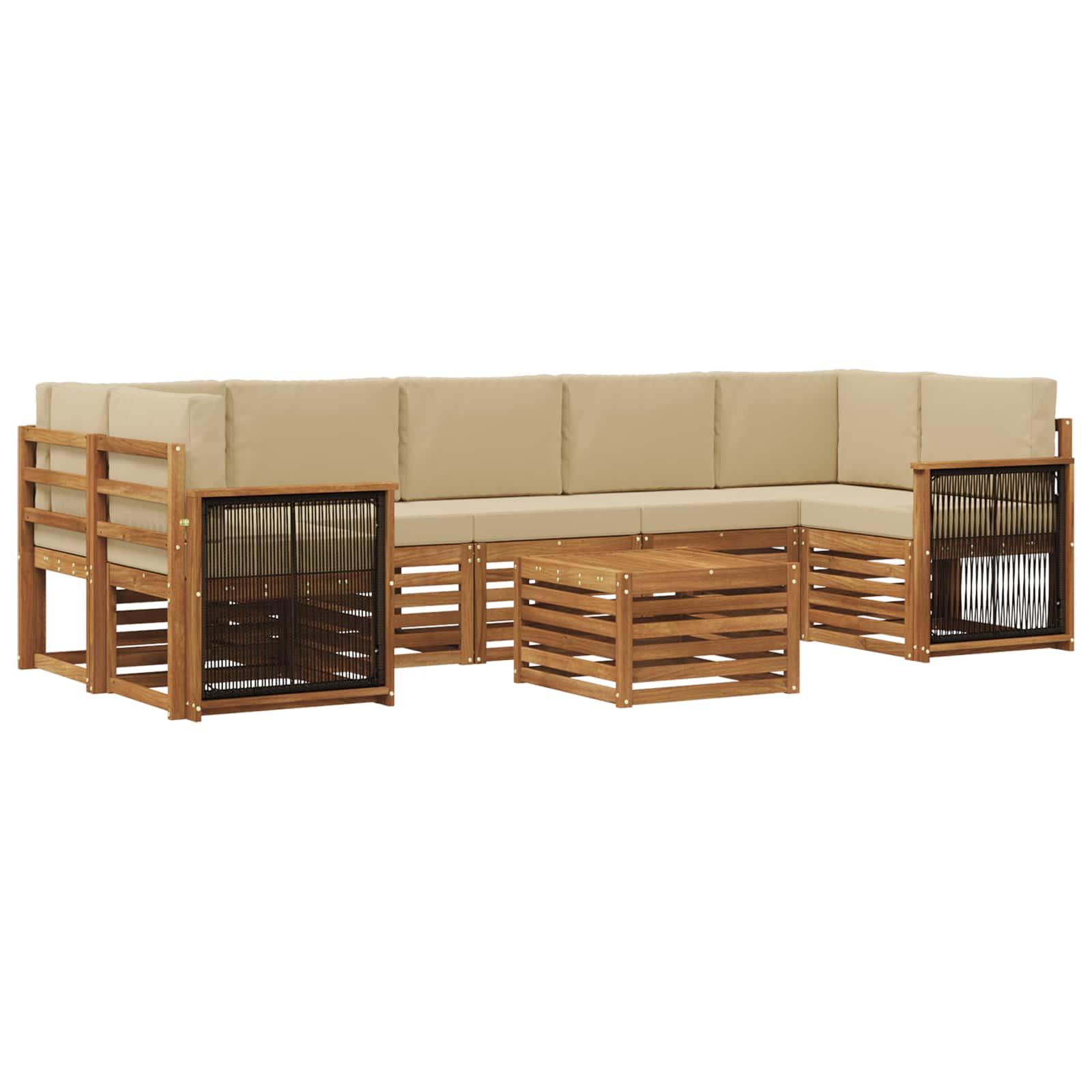 Outdoor-Sofagarnitur 8 pcs Natur und Beige Massivholz Akazie