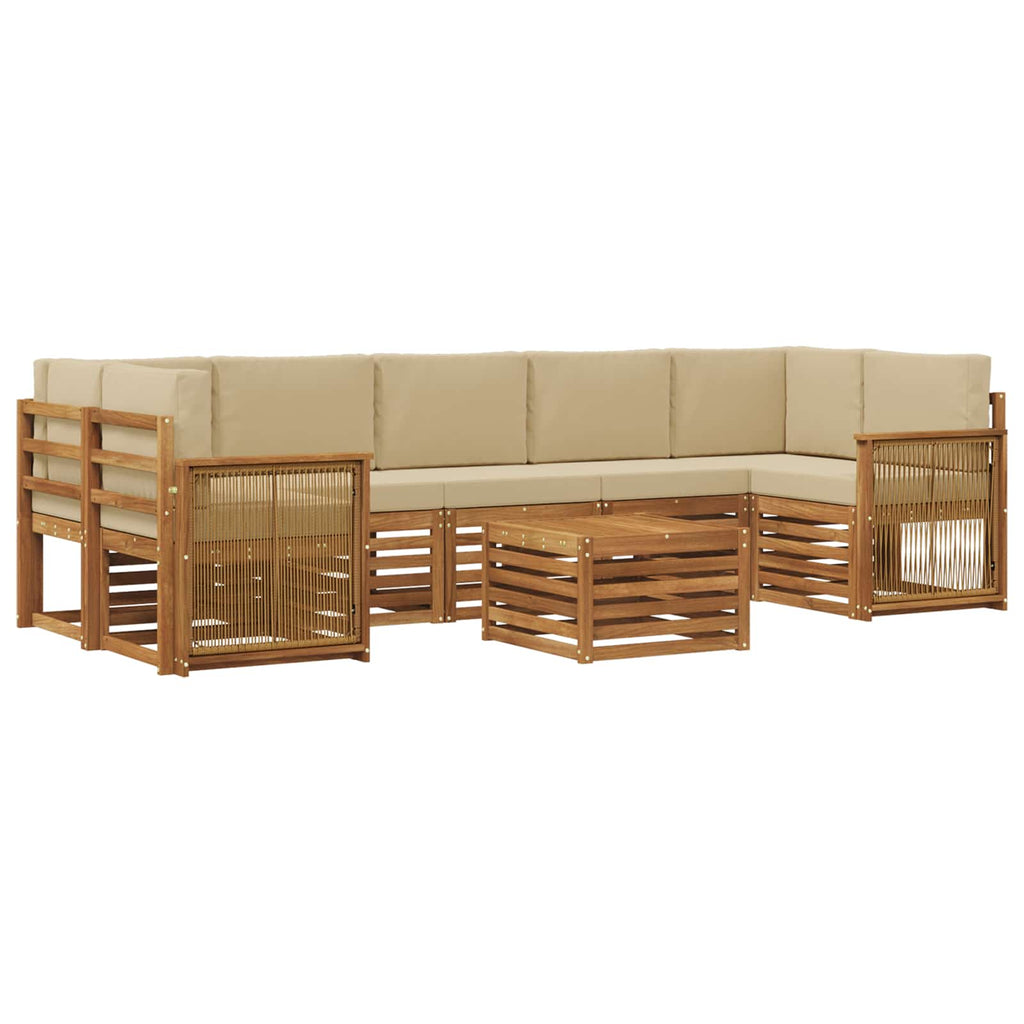 Outdoor-Sofagarnitur 8 pcs Natur und Beige Massivholz Akazie