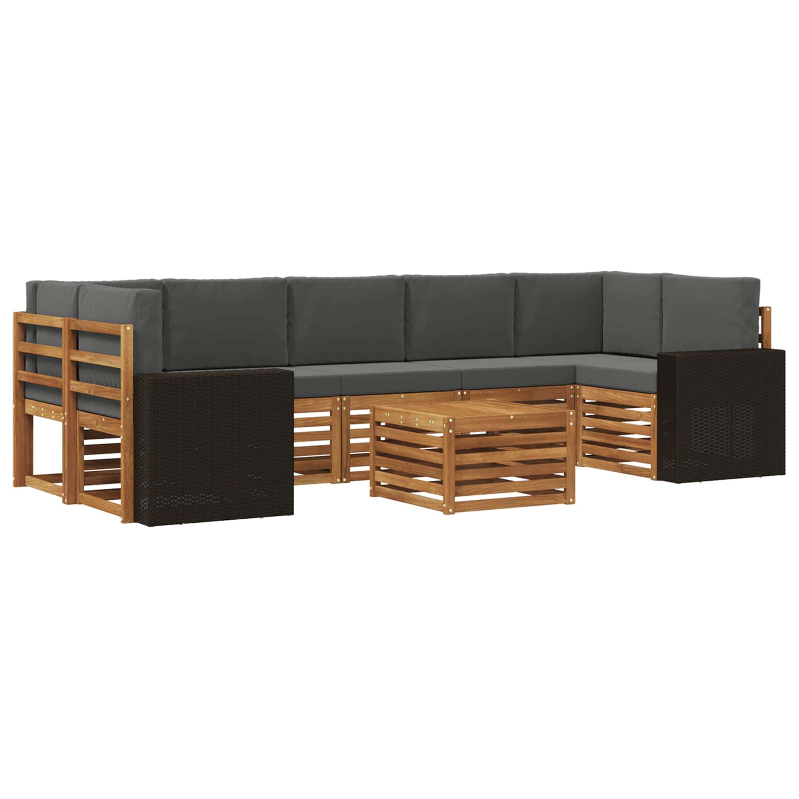 Outdoor-Sofagarnitur mit Kissen 8 pcs Natur und Anthrazit