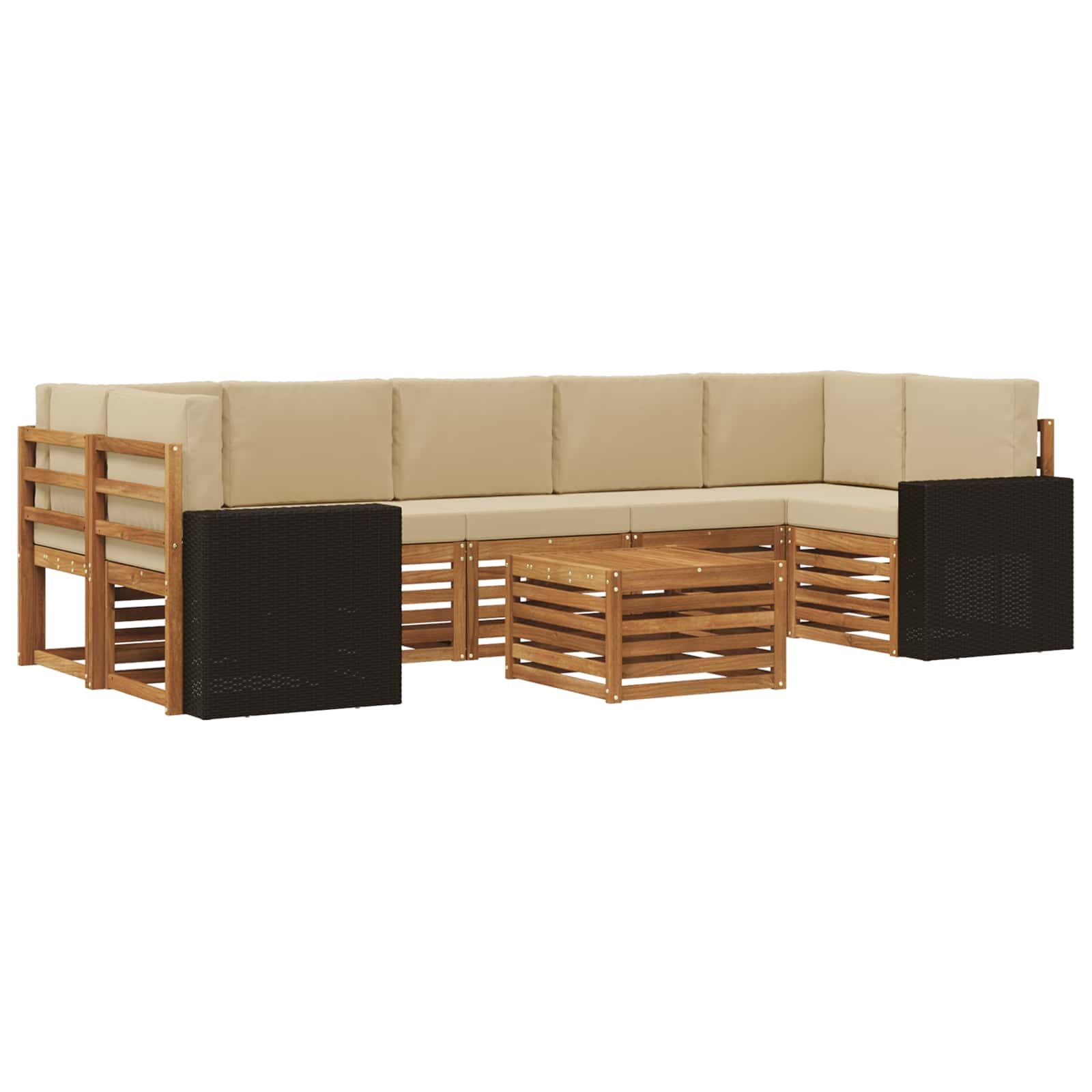 Outdoor-Sofagarnitur 8 pcs Natur und Beige Massivholz Akazie