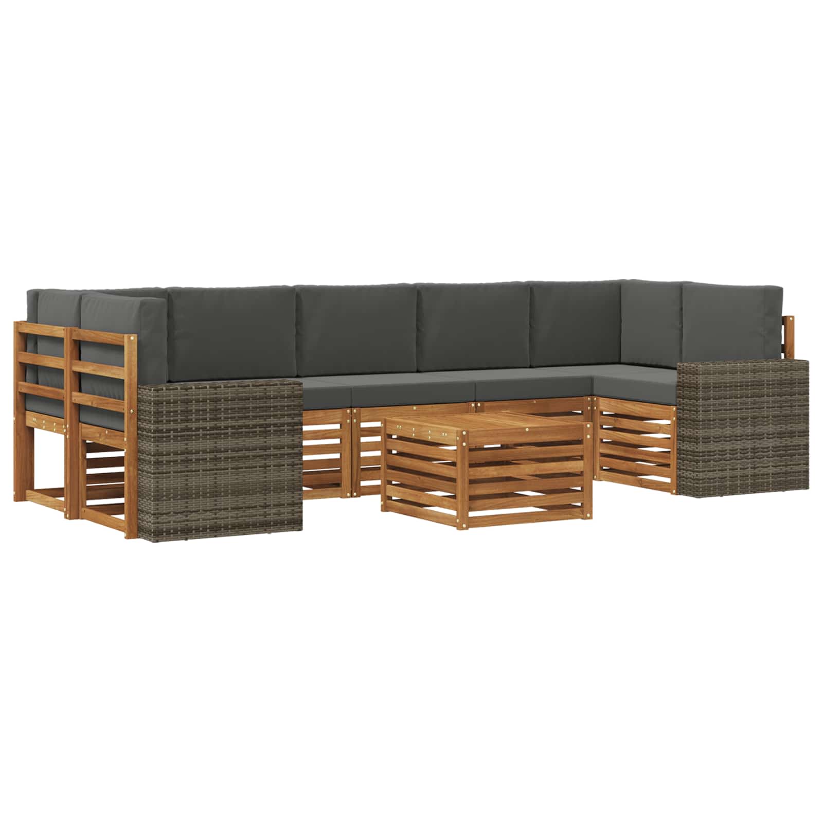 Outdoor-Sofagarnitur mit Kissen 8 pcs Natur und Anthrazit