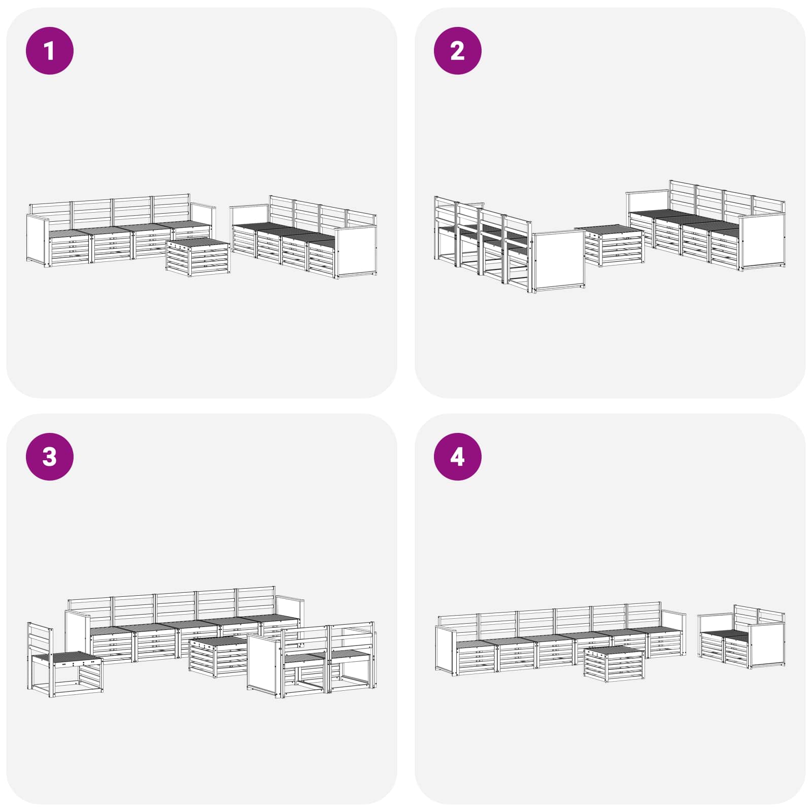 Sofagarnituren 9 pcs Massivholz Akazie