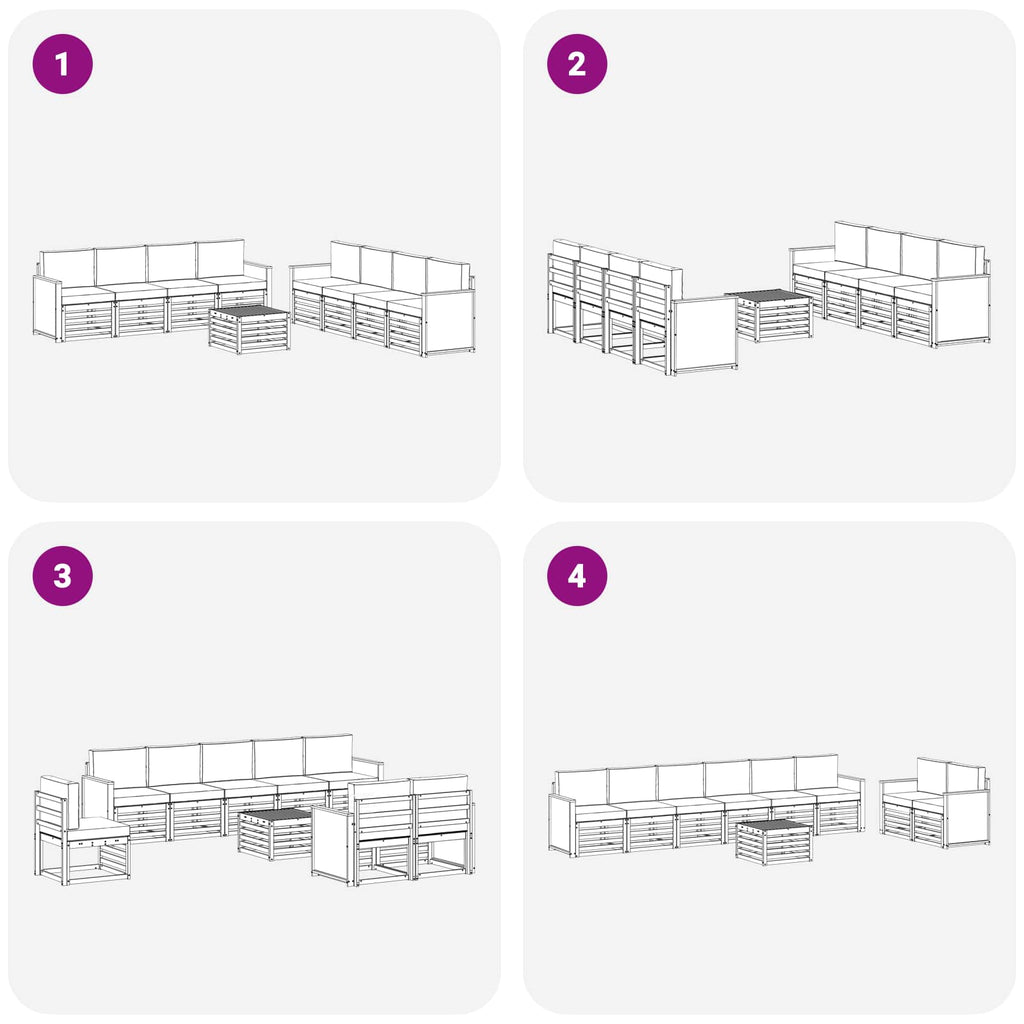 Sofagarnituren mit Kissen 9 pcs Massivholz Akazie