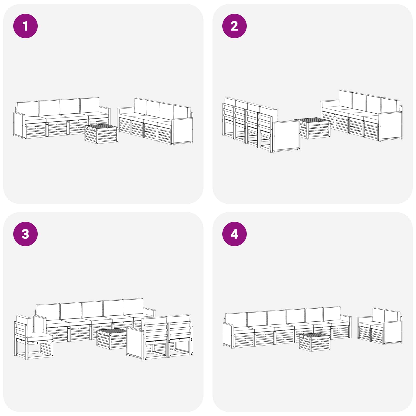 Sofagarnituren mit Kissen 9 pcs Massivholz Akazie