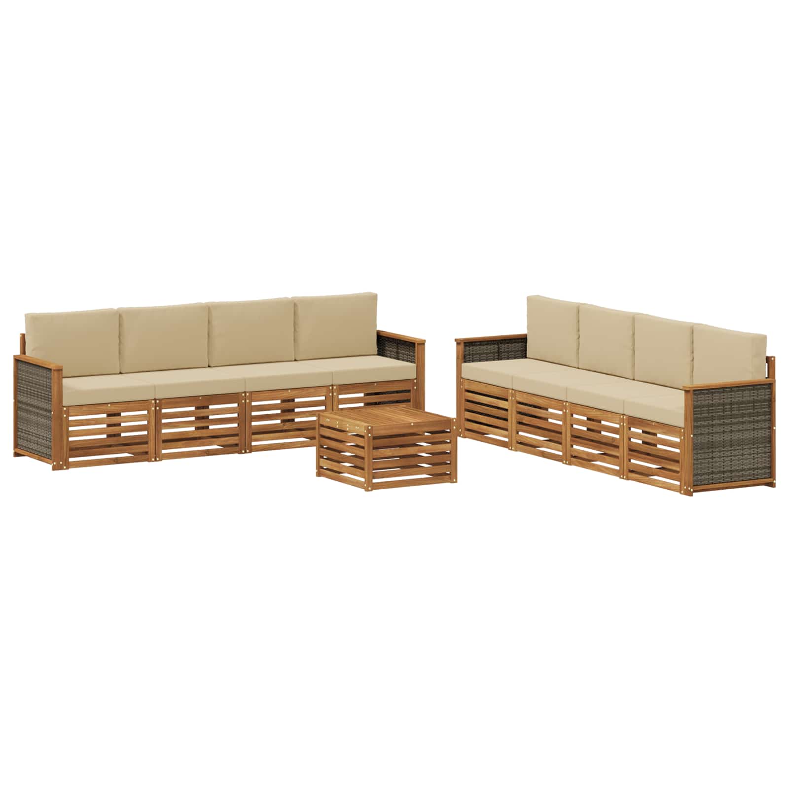 Sofagarnituren mit Kissen 9 pcs Massivholz Akazie