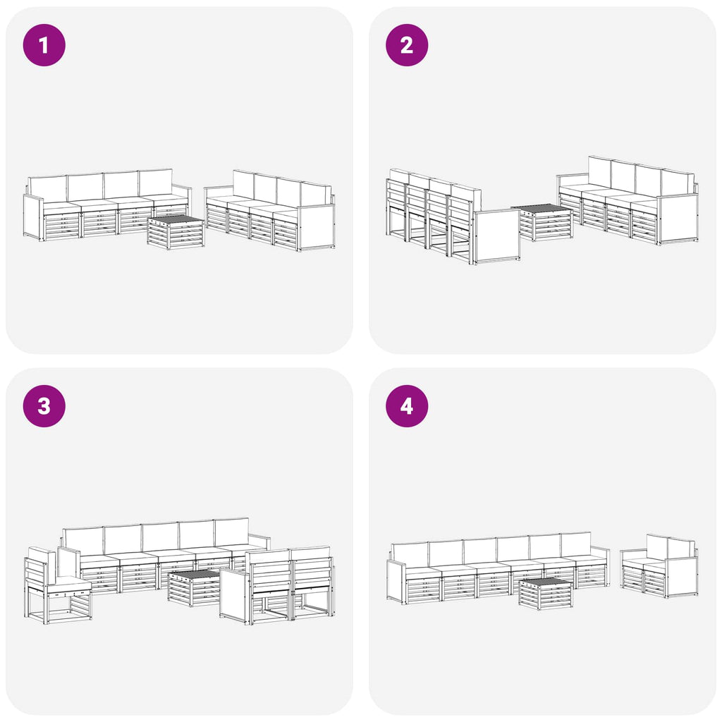Sofagarnituren mit Kissen 9 pcs Massivholz Akazie