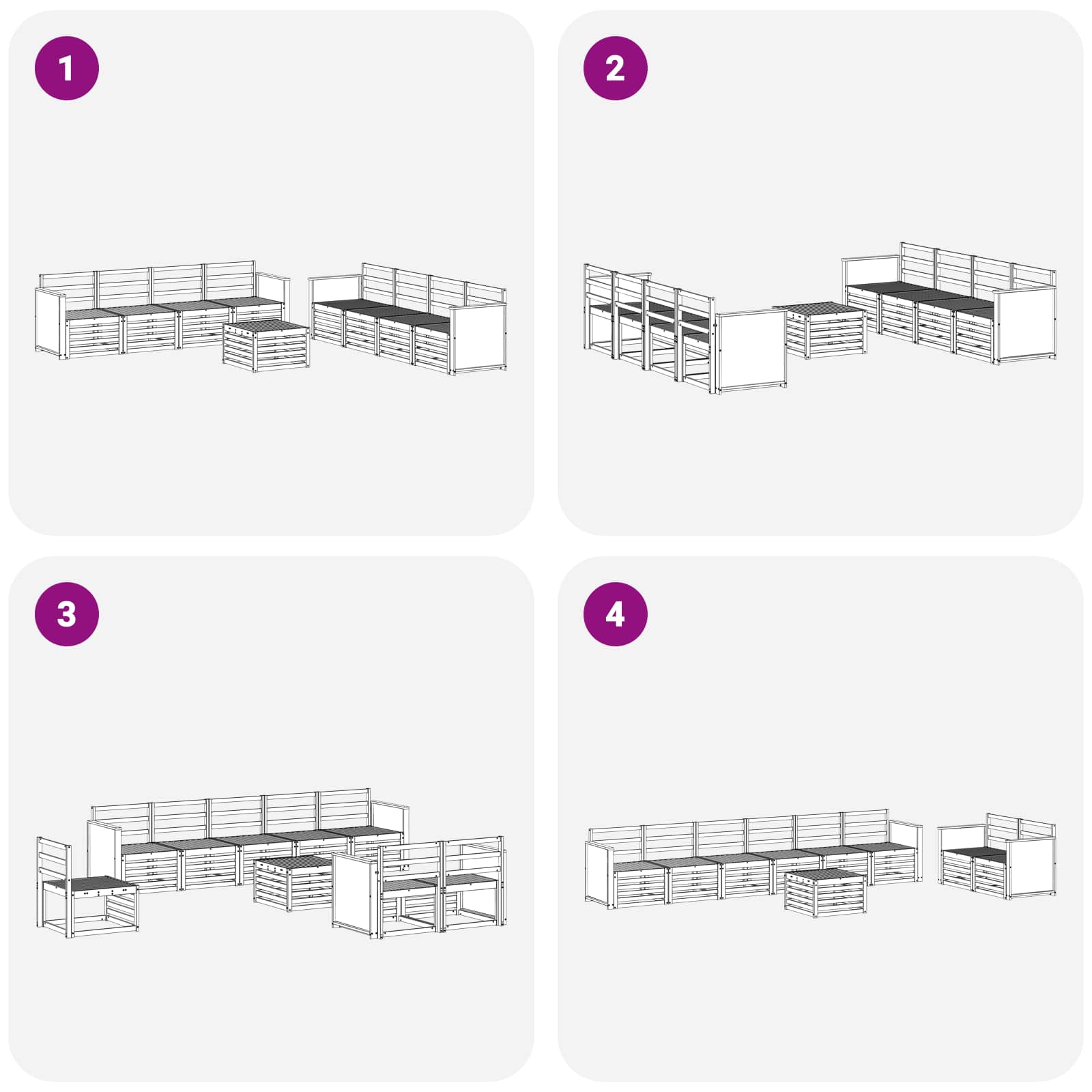 Sofagarnituren 9 pcs Massivholz Akazie