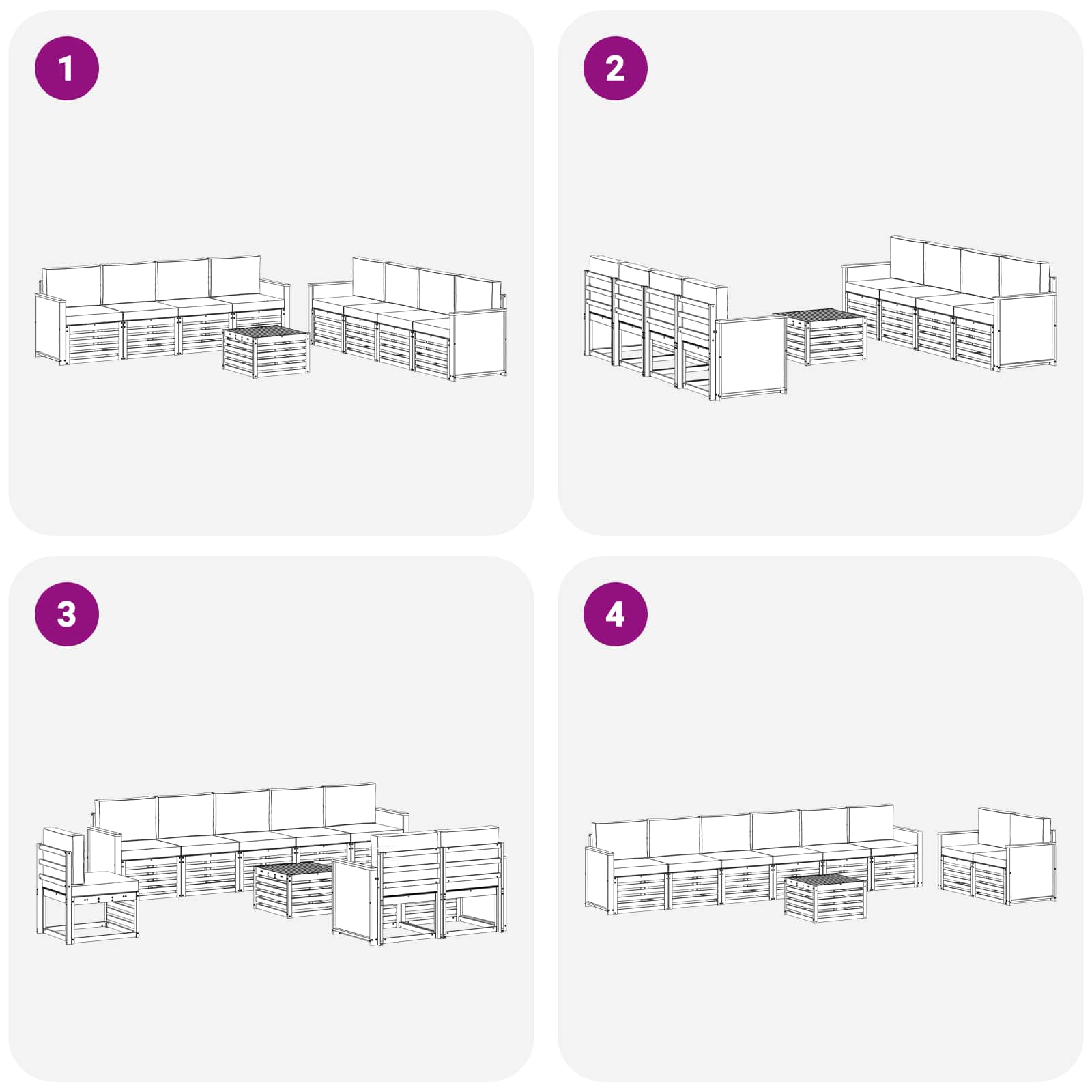 Sofagarnituren mit Kissen 9 pcs Massivholz Akazie