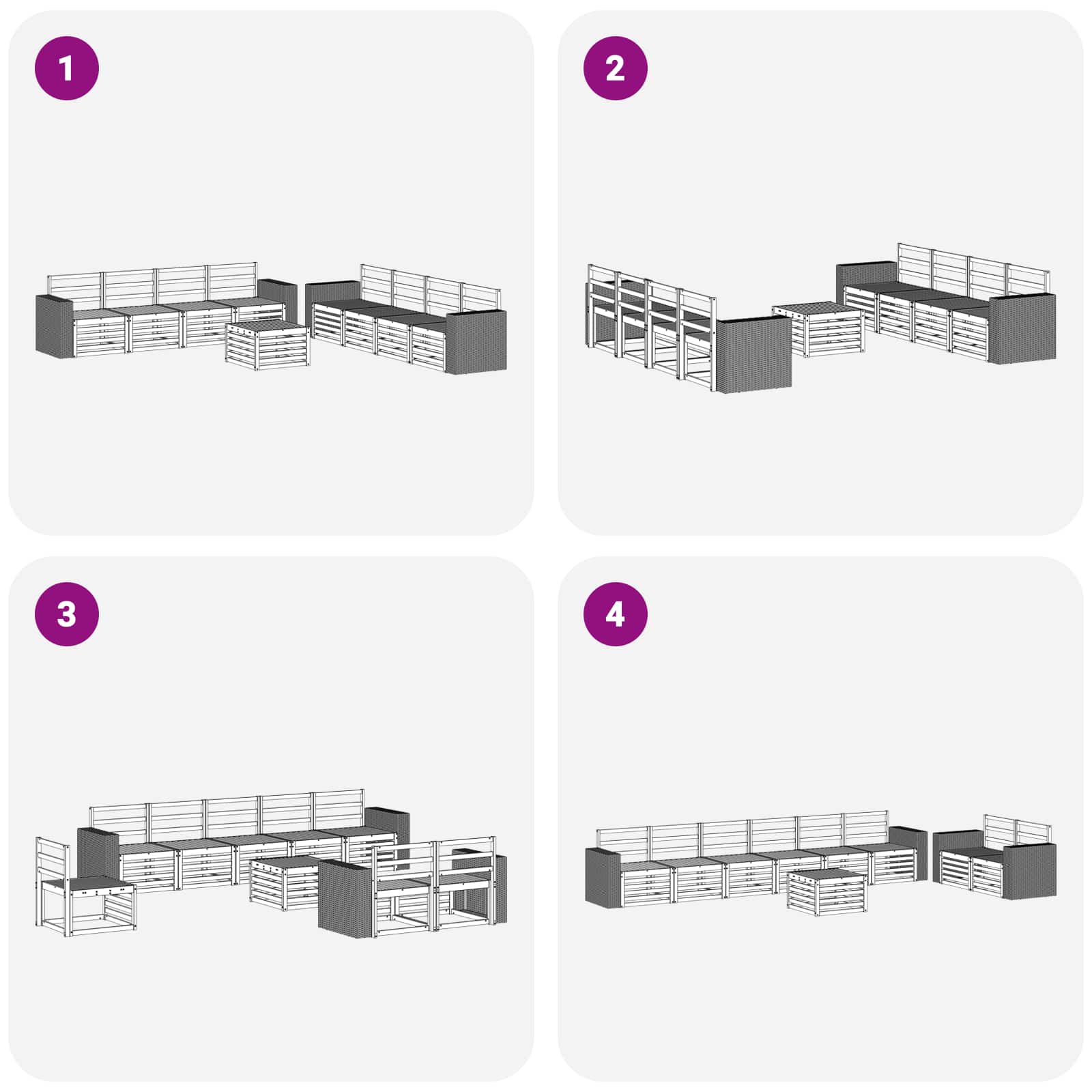 Sofagarnituren 9 pcs Massivholz Akazie