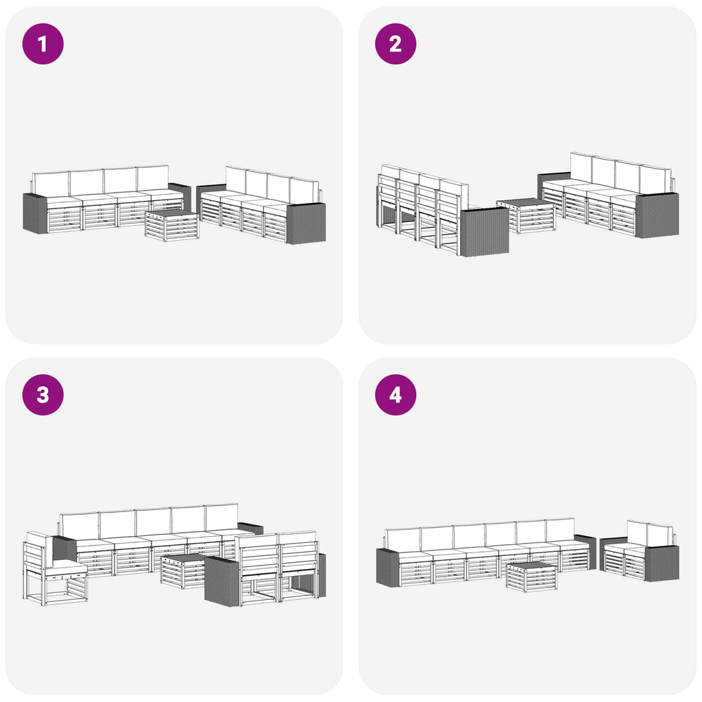 Sofagarnituren mit Kissen 9 pcs Massivholz Akazie