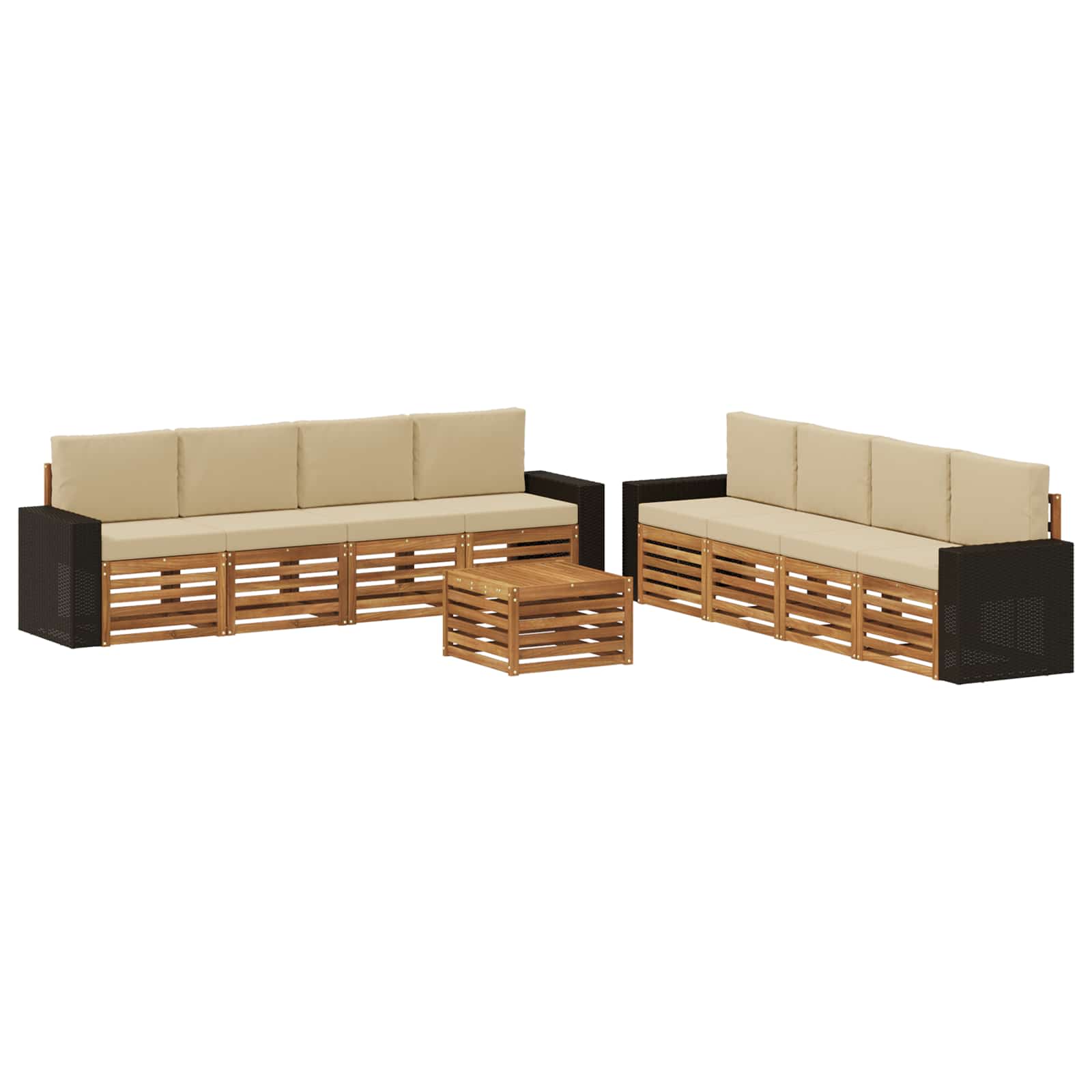 Sofagarnituren mit Kissen 9 pcs Massivholz Akazie
