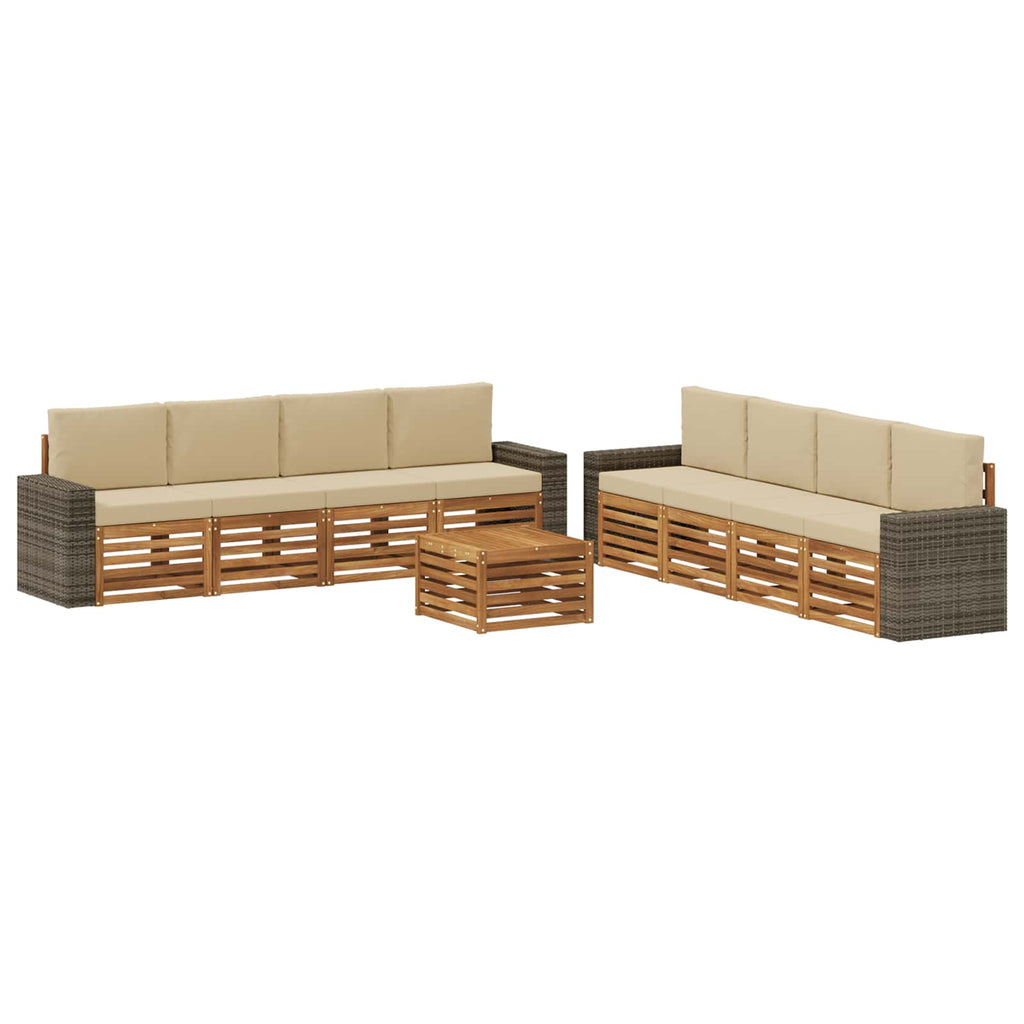 Sofagarnituren mit Kissen 9 pcs Massivholz Akazie