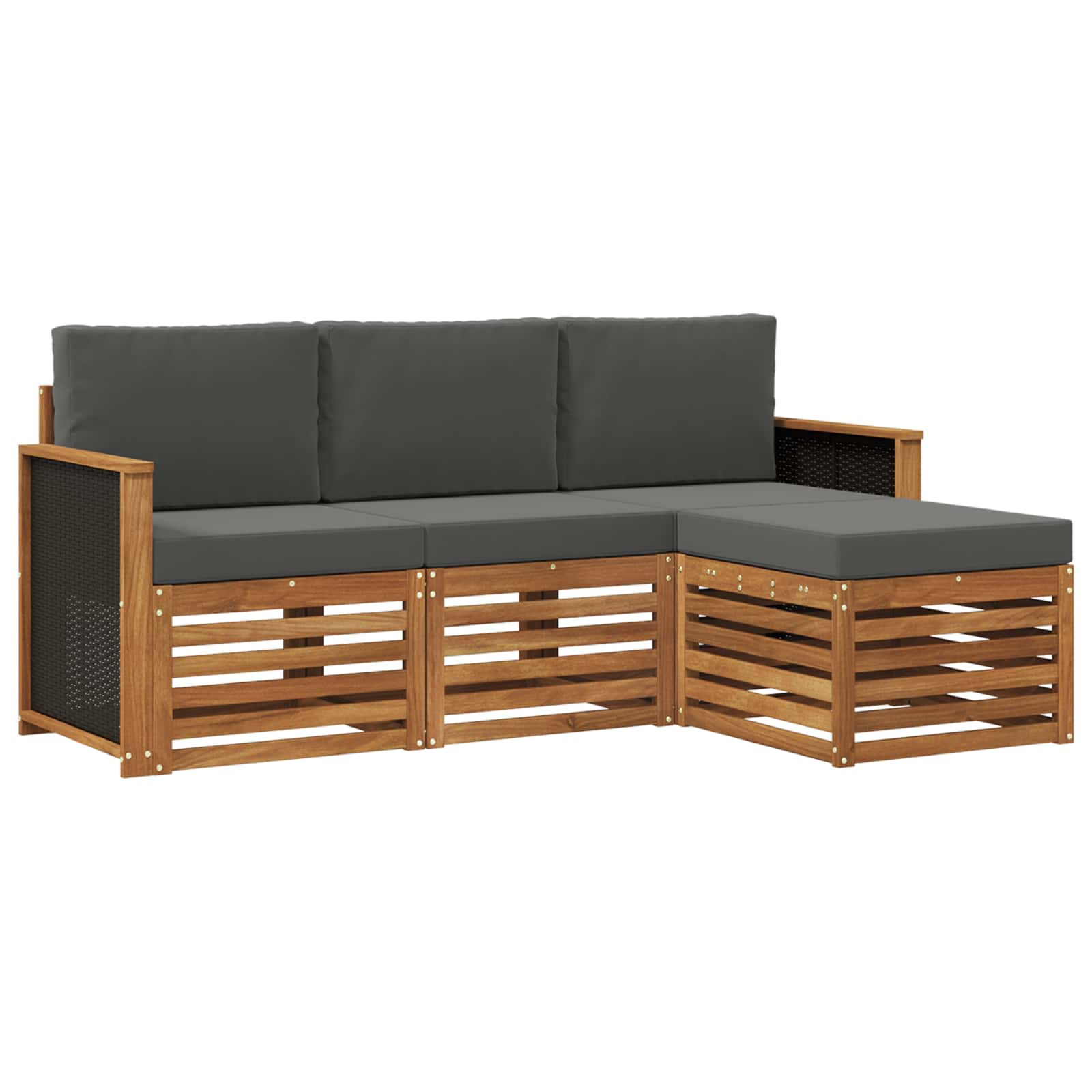 Outdoor-Sofagarnitur mit Kissen 4 pcs Natur und Anthrazit