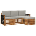 Outdoor-Sofagarnitur mit Kissen 4 pcs Natürlich und Hellgrau