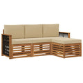 Outdoor-Sofagarnitur mit Kissen 4 pcs Natur und Beige