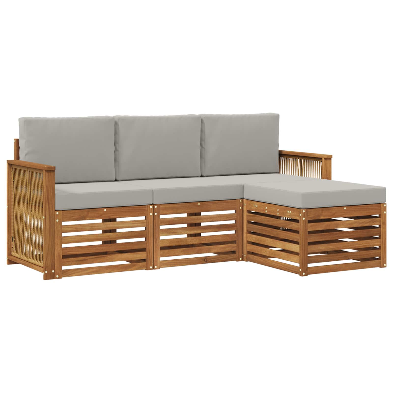 Outdoor-Sofagarnitur mit Kissen 4 pcs Natürlich und Hellgrau