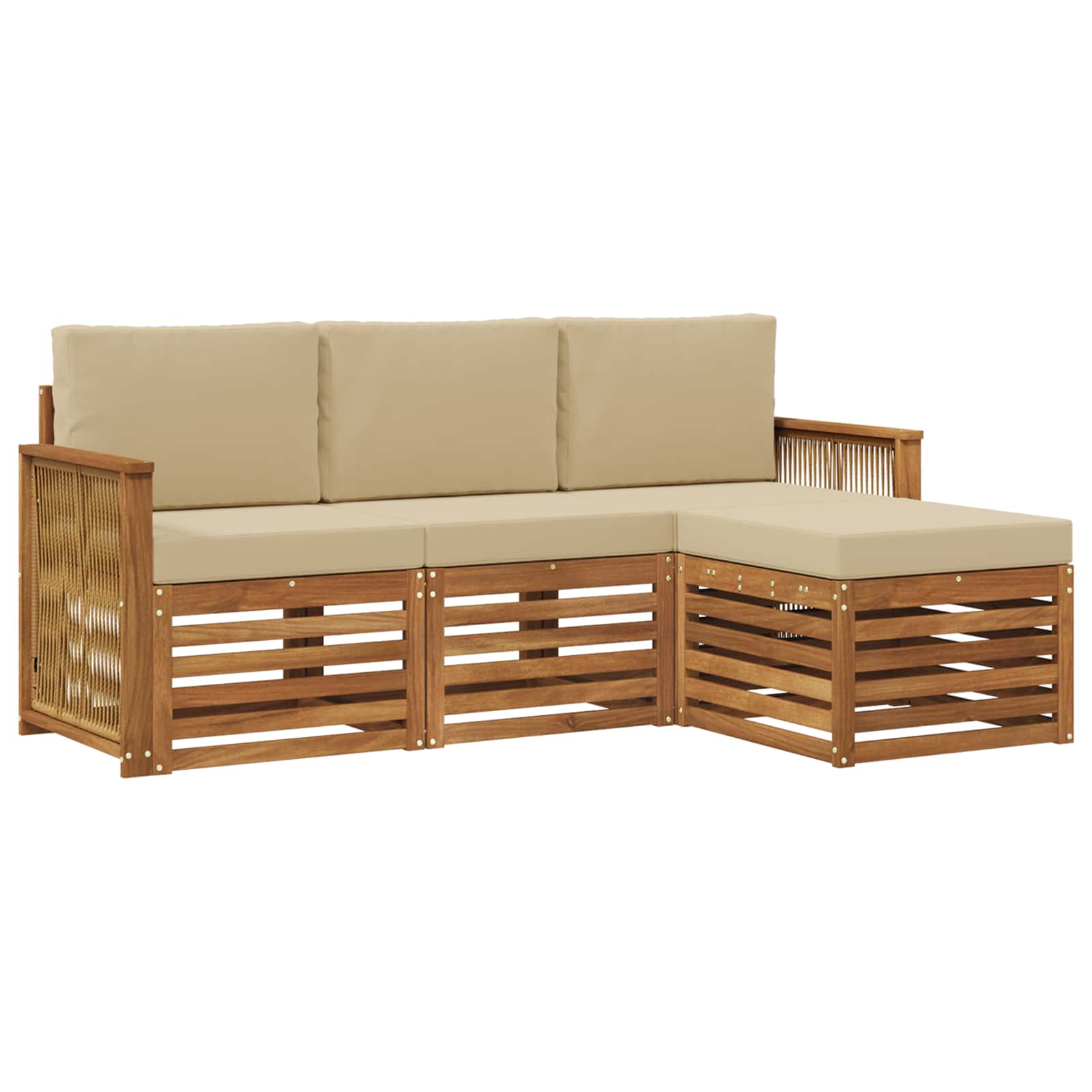Outdoor-Sofagarnitur mit Kissen 4 pcs Natur und Beige