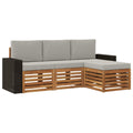 Outdoor-Sofagarnitur mit Kissen 4 pcs Natürlich und Hellgrau