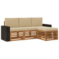 Outdoor-Sofagarnitur mit Kissen 4 pcs Natur und Beige