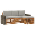 Outdoor-Sofagarnitur mit Kissen 4 pcs Natürlich und Hellgrau