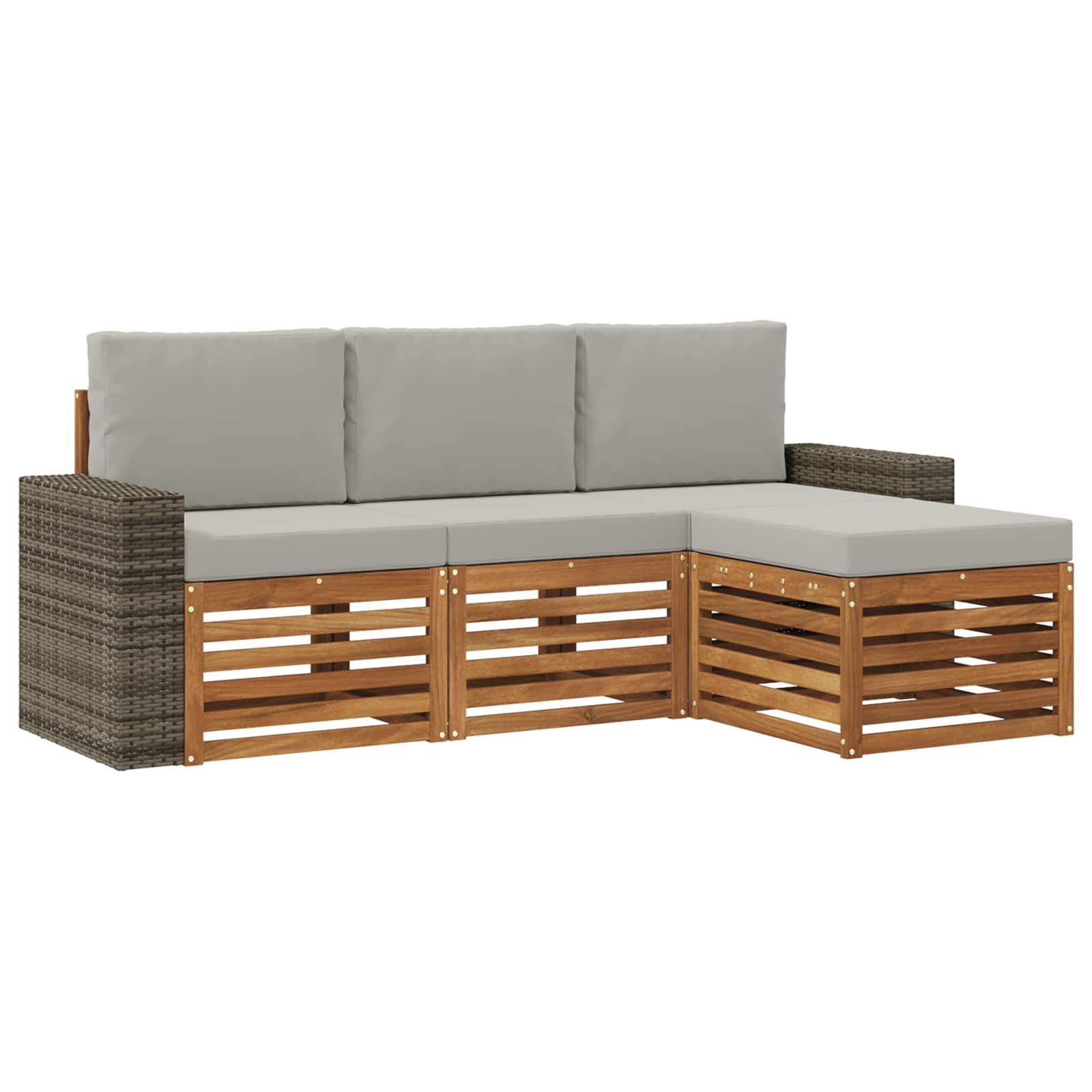 Outdoor-Sofagarnitur mit Kissen 4 pcs Natürlich und Hellgrau