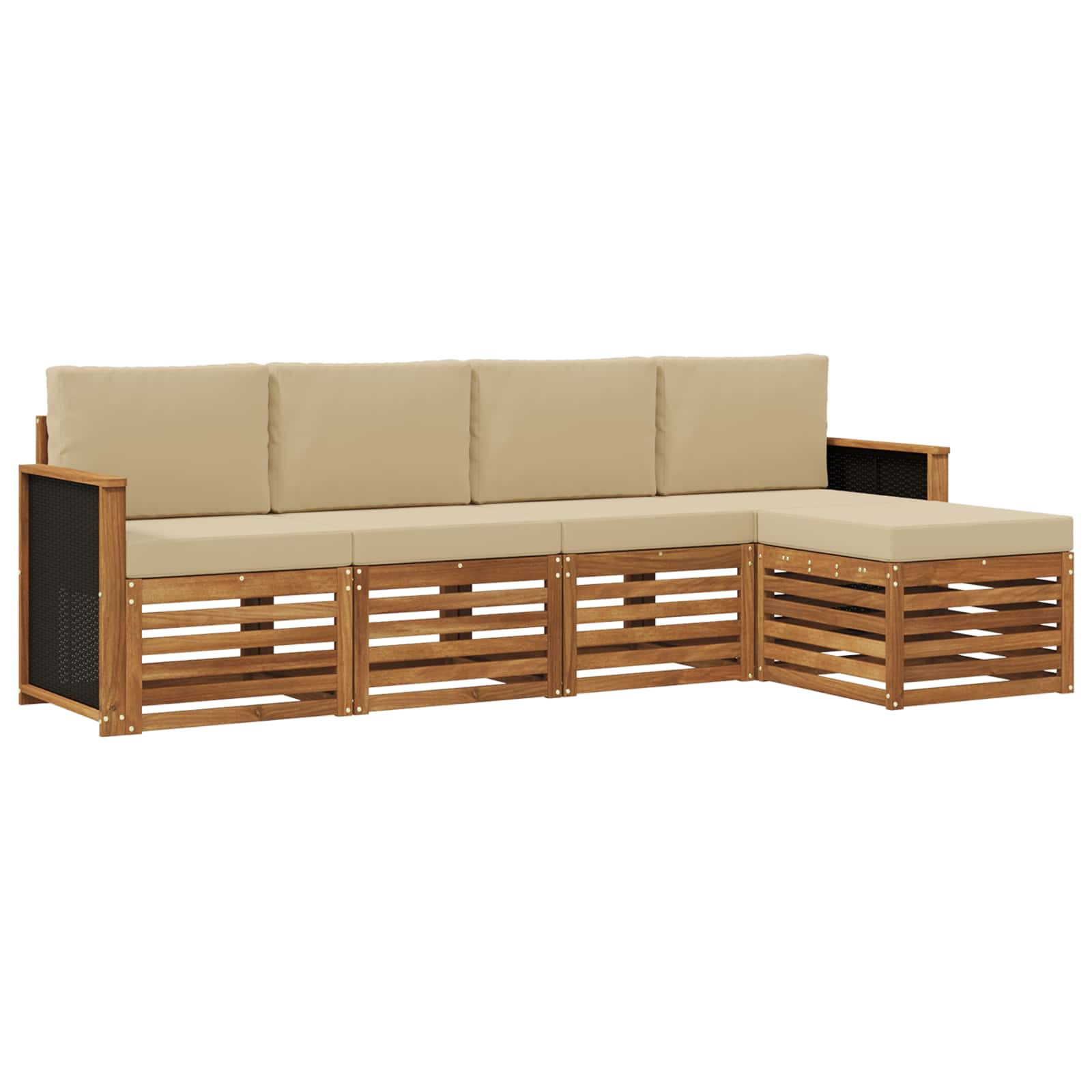 Outdoor-Sofagarnitur mit Kissen 5 pcs Natur und Beige
