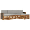 Outdoor-Sofagarnitur mit Kissen 5 pcs Natürlich und Hellgrau