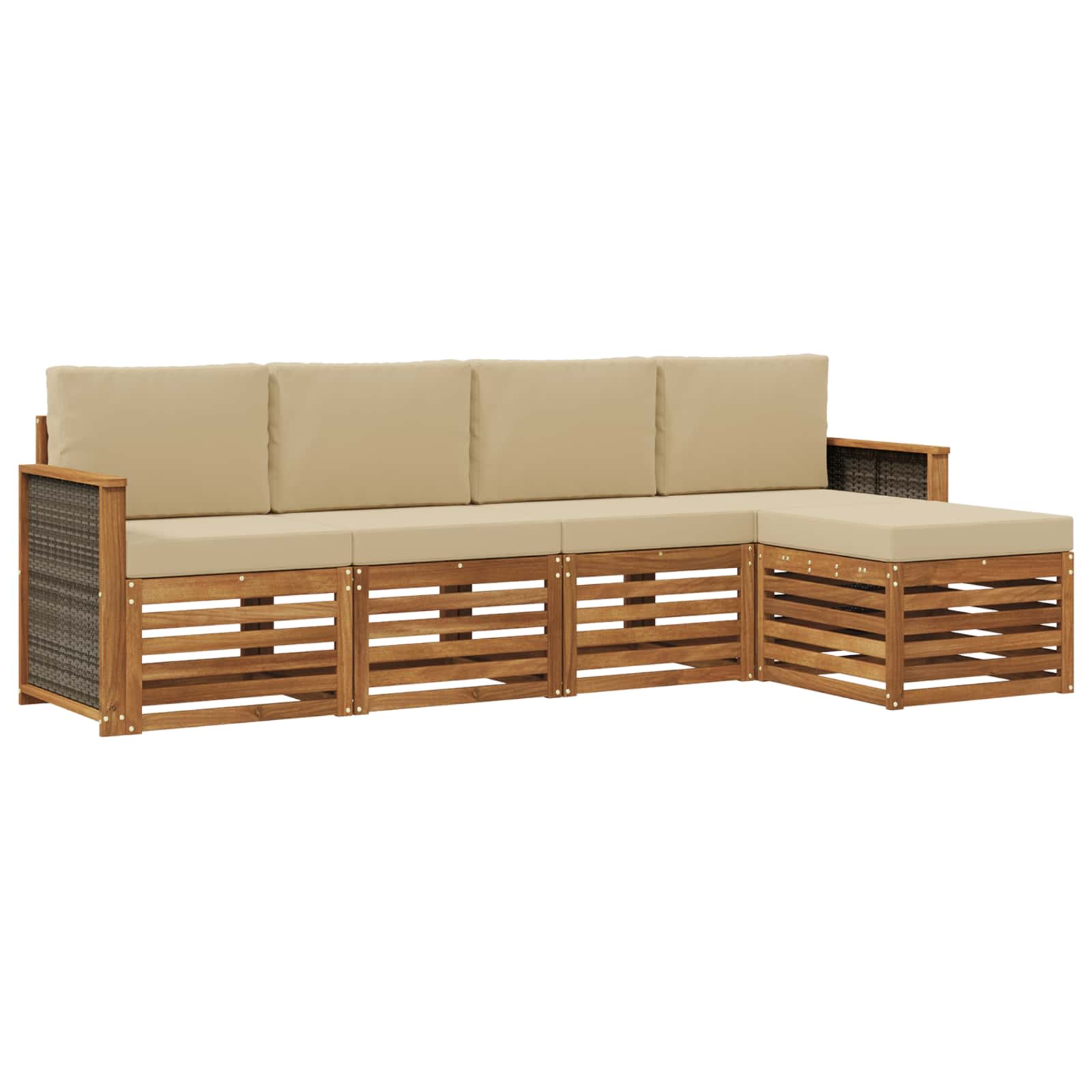 Outdoor-Sofagarnitur mit Kissen 5 pcs Natur und Beige