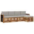 Outdoor-Sofagarnitur mit Kissen 5 pcs Natürlich und Hellgrau