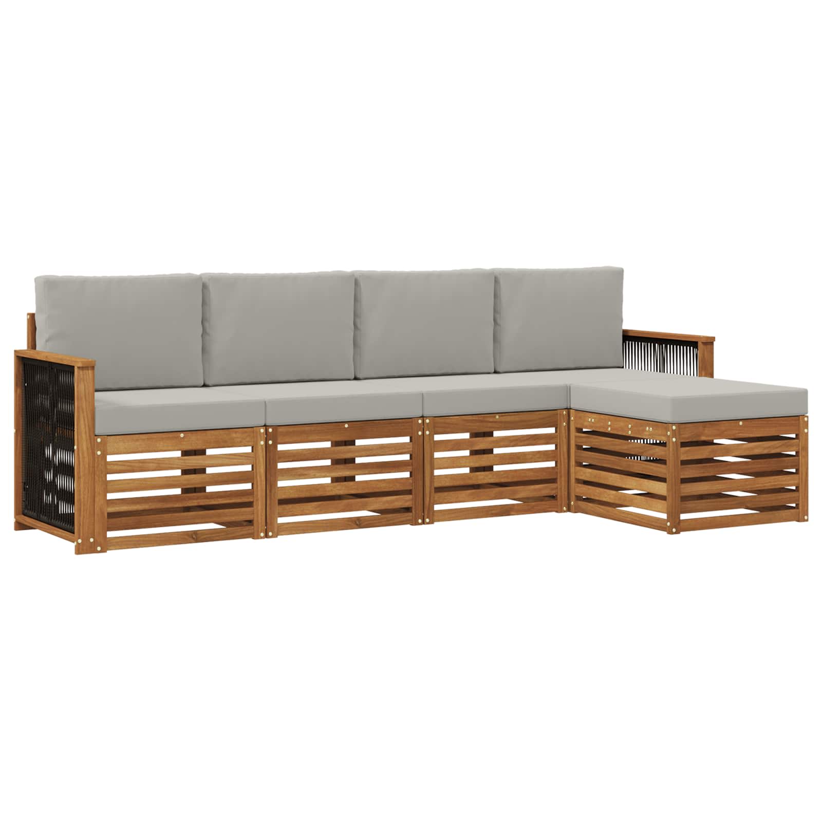 Outdoor-Sofagarnitur mit Kissen 5 pcs Natürlich und Hellgrau